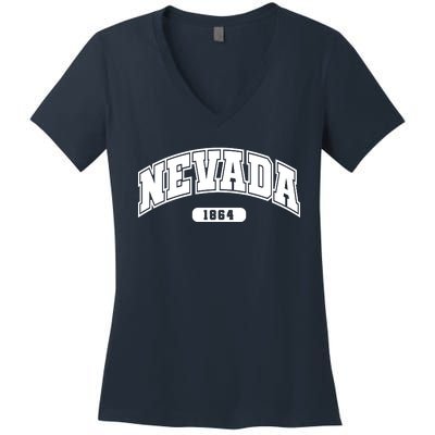 Nevada Collegiate Style 1864 Women's V-Neck T-Shirt