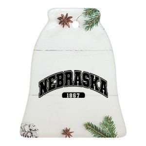 Nebraska Collegiate Style 1867 Ceramic Bell Ornament