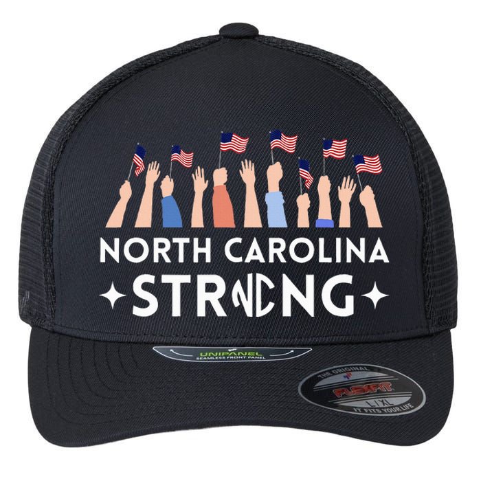 North Carolina Strong Support Nc Flag Flexfit Unipanel Trucker Cap