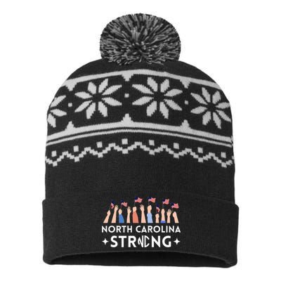 North Carolina Strong Support Nc Flag USA-Made Snowflake Beanie