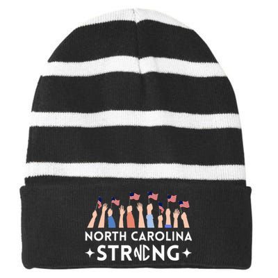 North Carolina Strong Support Nc Flag Striped Beanie with Solid Band