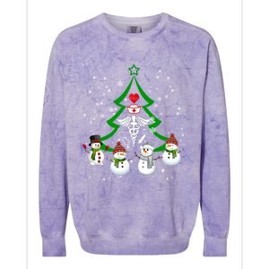 Nurse Christmas Snow Ugly Nurse Christmas Tree Gift Colorblast Crewneck Sweatshirt