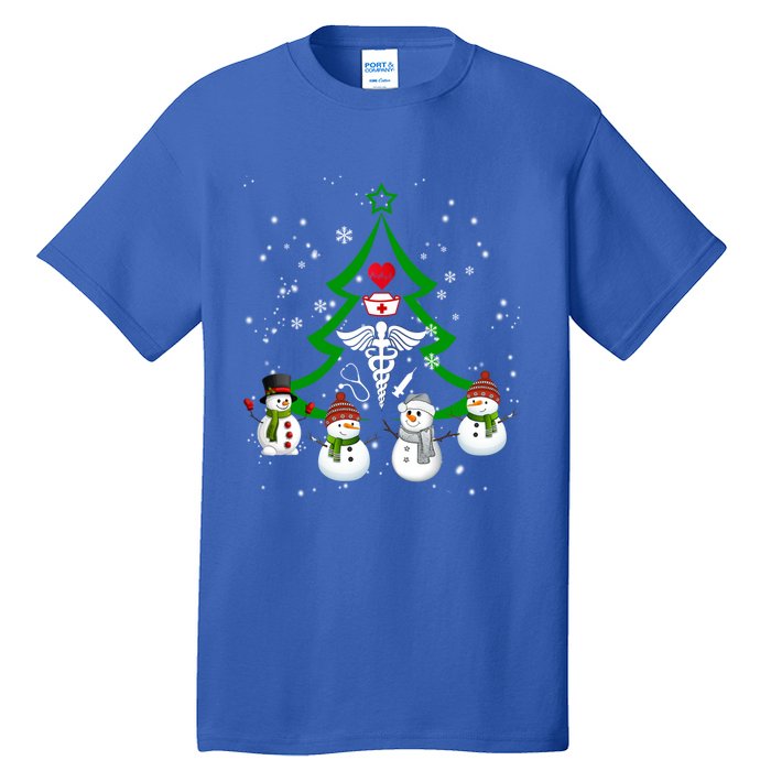 Nurse Christmas Snow Ugly Nurse Christmas Tree Gift Tall T-Shirt