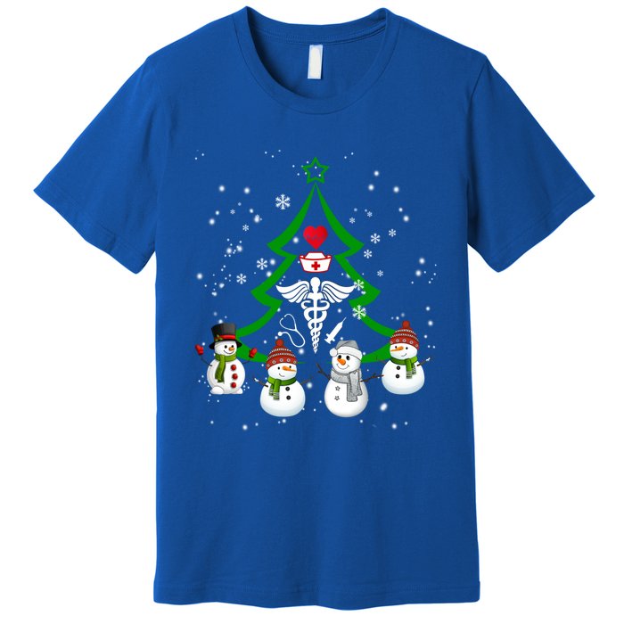 Nurse Christmas Snow Ugly Nurse Christmas Tree Gift Premium T-Shirt