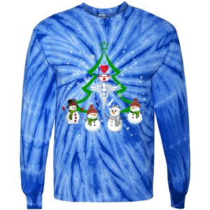 Nurse Christmas Snow Ugly Nurse Christmas Tree Gift Tie-Dye Long Sleeve Shirt