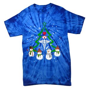 Nurse Christmas Snow Ugly Nurse Christmas Tree Gift Tie-Dye T-Shirt