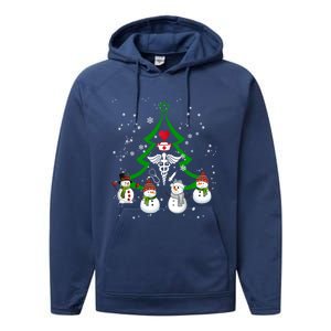 Nurse Christmas Snow Ugly Nurse Christmas Tree Gift Performance Fleece Hoodie