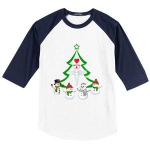 Nurse Christmas Snow Ugly Nurse Christmas Tree Gift Baseball Sleeve Shirt