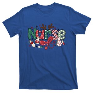 Nurse Christmas Stethoscope Scrub Coquette Bow Nursing Gift T-Shirt