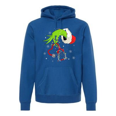 Nurse Christmas Stethoscope Nurses Xmas Pajamas Premium Hoodie