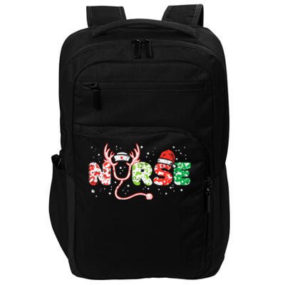 Nurse Christmas Stethoscope Nurses Xmas Scrub Top Impact Tech Backpack