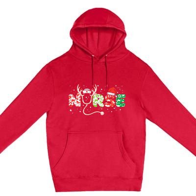 Nurse Christmas Stethoscope Nurses Xmas Scrub Top Premium Pullover Hoodie