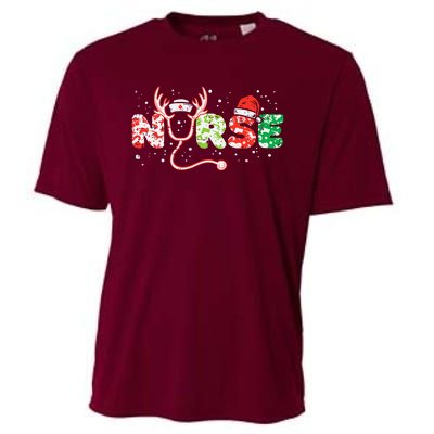 Nurse Christmas Stethoscope Nurses Xmas Scrub Top Cooling Performance Crew T-Shirt