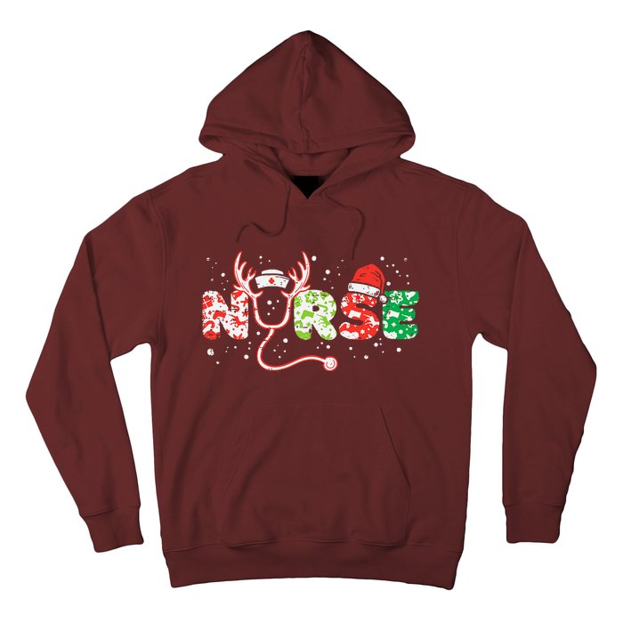 Nurse Christmas Stethoscope Nurses Xmas Scrub Top Hoodie