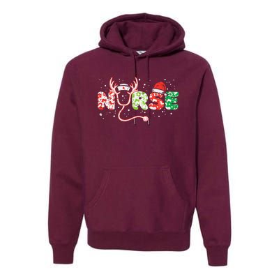 Nurse Christmas Stethoscope Nurses Xmas Scrub Top Premium Hoodie