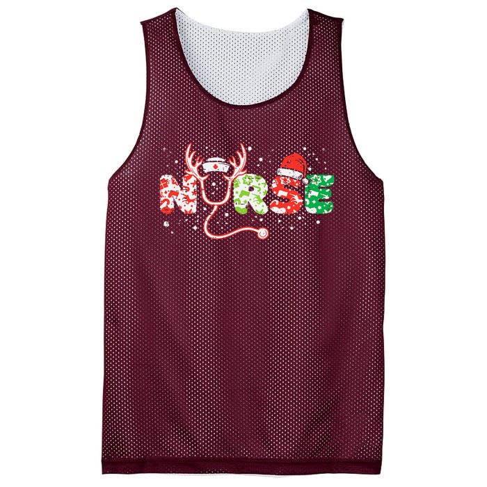 Nurse Christmas Stethoscope Nurses Xmas Scrub Top Mesh Reversible Basketball Jersey Tank