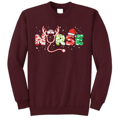 Nurse Christmas Stethoscope Nurses Xmas Scrub Top Tall Sweatshirt