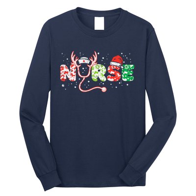 Nurse Christmas Stethoscope Nurses Xmas Scrub Top Long Sleeve Shirt