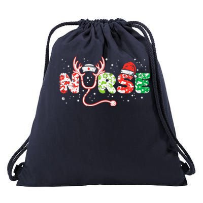 Nurse Christmas Stethoscope Nurses Xmas Scrub Top Drawstring Bag