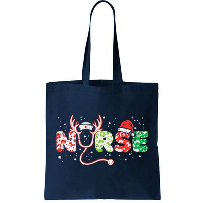 Nurse Christmas Stethoscope Nurses Xmas Scrub Top Tote Bag