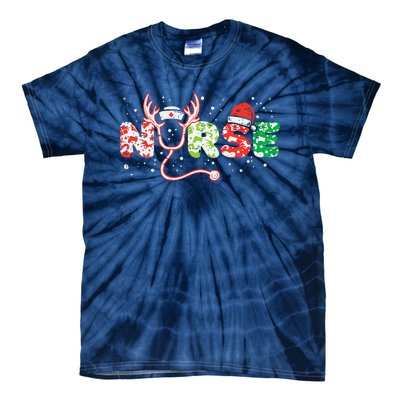 Nurse Christmas Stethoscope Nurses Xmas Scrub Top Tie-Dye T-Shirt