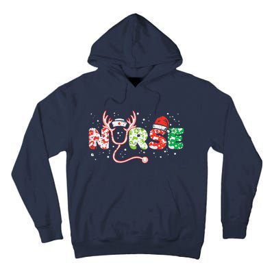 Nurse Christmas Stethoscope Nurses Xmas Scrub Top Tall Hoodie