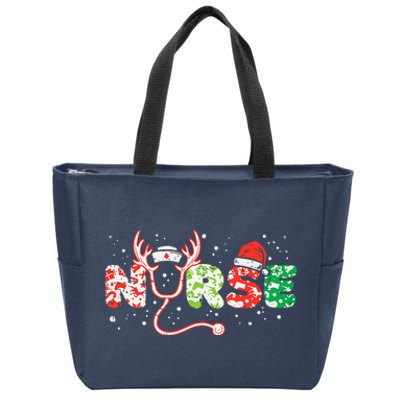 Nurse Christmas Stethoscope Nurses Xmas Scrub Top Zip Tote Bag