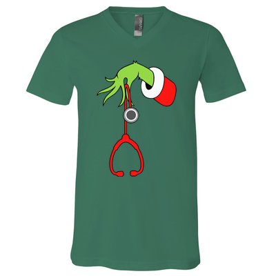 Nurse Christmas Stethoscope Nurses Xmas Pajamas Pjs V-Neck T-Shirt