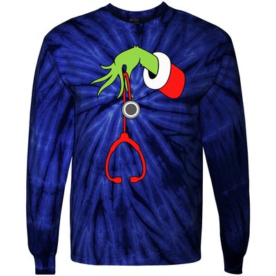 Nurse Christmas Stethoscope Nurses Xmas Pajamas Pjs Tie-Dye Long Sleeve Shirt