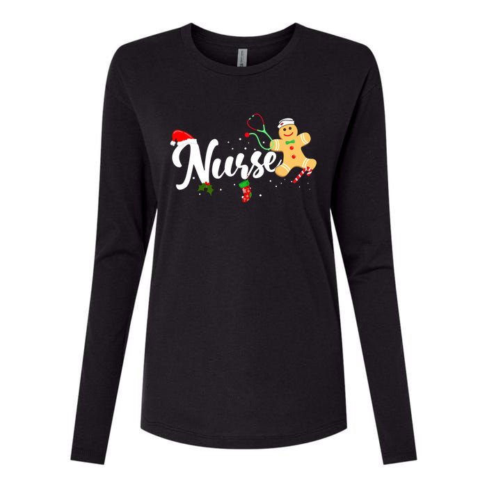 Nurse Christmas Stethoscope Nurses Xmas Scrub Top Womens Cotton Relaxed Long Sleeve T-Shirt