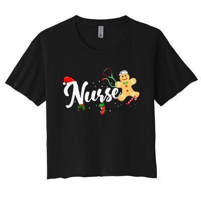 Nurse Christmas Stethoscope Nurses Xmas Scrub Top Women's Crop Top Tee