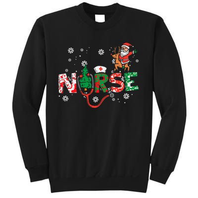 Nurse Christmas Santa Cute Xmas Winter Scrub Top Sweatshirt