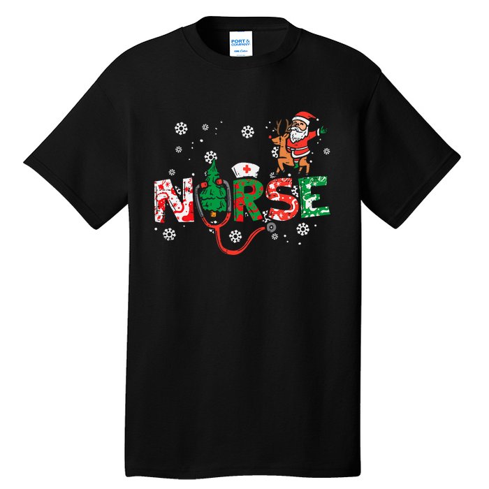 Nurse Christmas Santa Cute Xmas Winter Scrub Top Tall T-Shirt