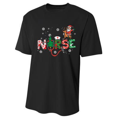 Nurse Christmas Santa Cute Xmas Winter Scrub Top Performance Sprint T-Shirt