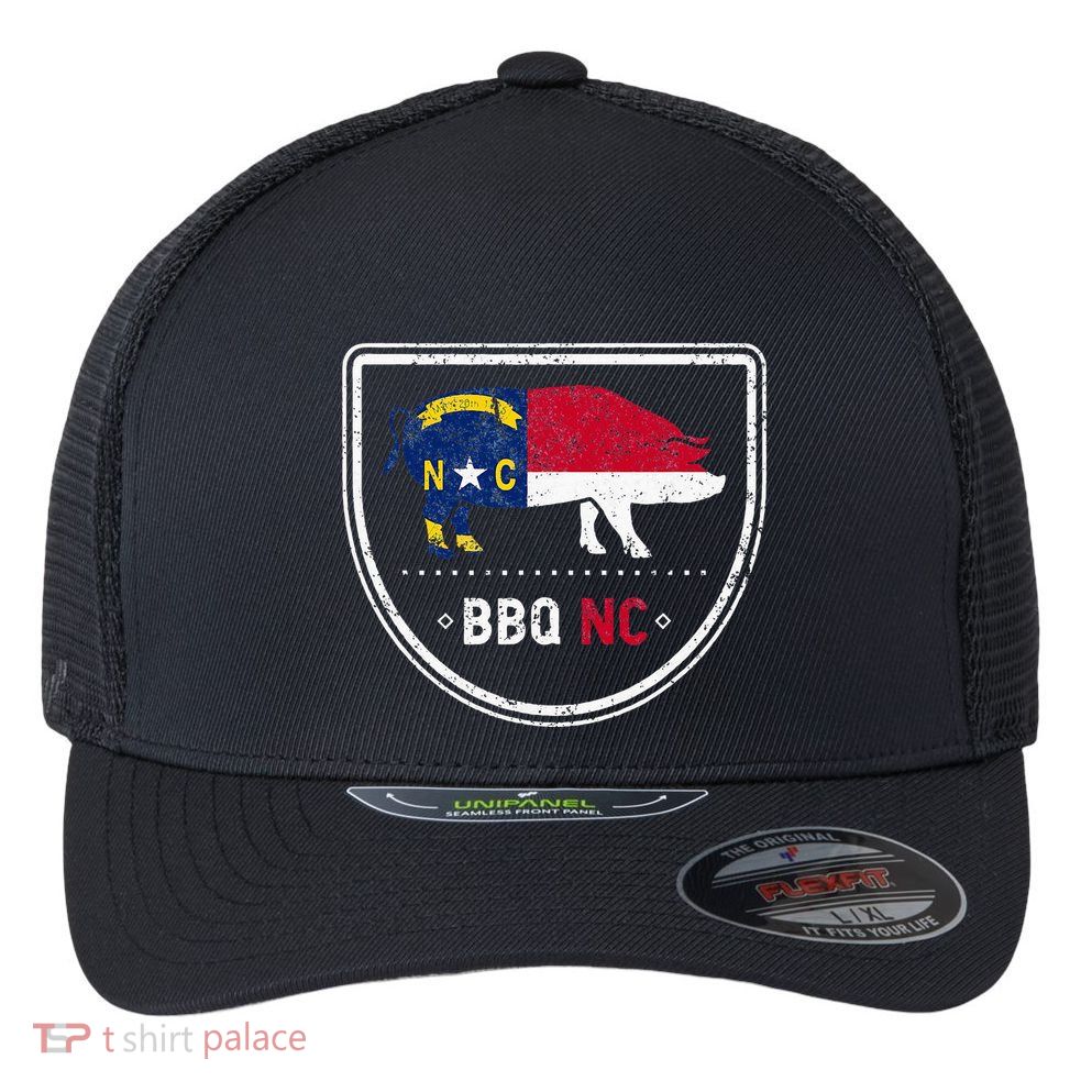 North Carolina State Flag Bbq Nc Flexfit Unipanel Trucker Cap
