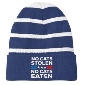 No Cats Stolen No Cats Eatin Trump 2024 Donald Trump Striped Beanie with Solid Band