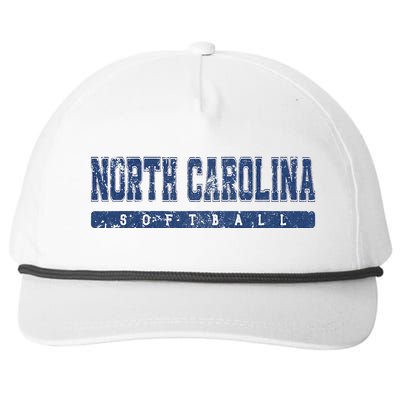 North Carolina Softball Blue Vintage Text Snapback Five-Panel Rope Hat