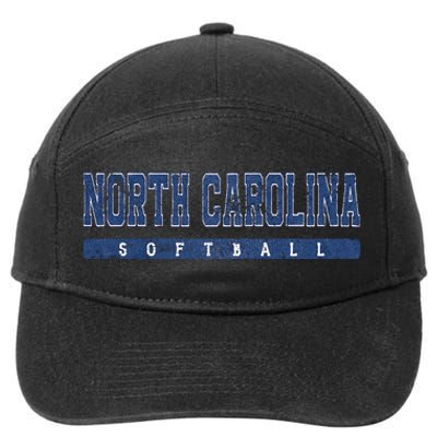 North Carolina Softball Blue Vintage Text 7-Panel Snapback Hat