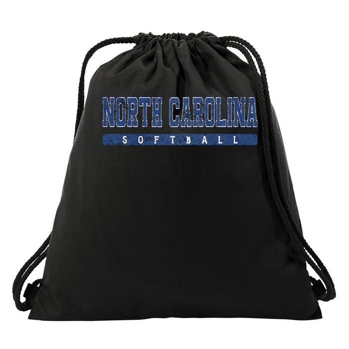 North Carolina Softball Blue Vintage Text Drawstring Bag