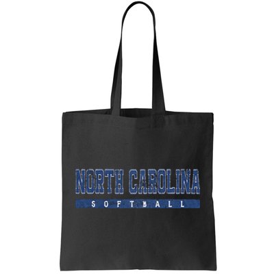 North Carolina Softball Blue Vintage Text Tote Bag