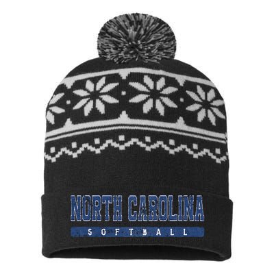 North Carolina Softball Blue Vintage Text USA-Made Snowflake Beanie