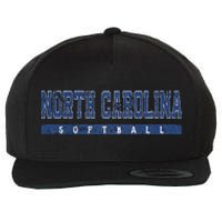 North Carolina Softball Blue Vintage Text Wool Snapback Cap