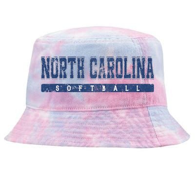 North Carolina Softball Blue Vintage Text Tie-Dyed Bucket Hat