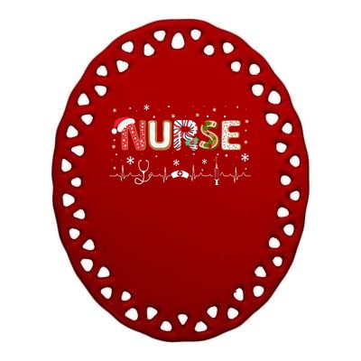 Nurse Christmas Stethoscope Xmas Holiday Season Ceramic Oval Ornament