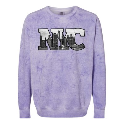 Nyc City Skyline Of Downtown New York City New York Colorblast Crewneck Sweatshirt