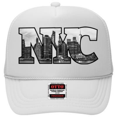 Nyc City Skyline Of Downtown New York City New York High Crown Mesh Back Trucker Hat