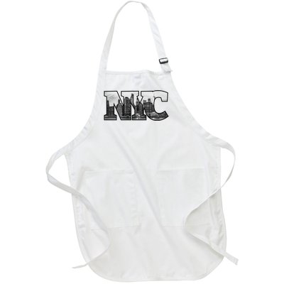 Nyc City Skyline Of Downtown New York City New York Full-Length Apron With Pockets