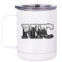 Nyc City Skyline Of Downtown New York City New York 12 oz Stainless Steel Tumbler Cup