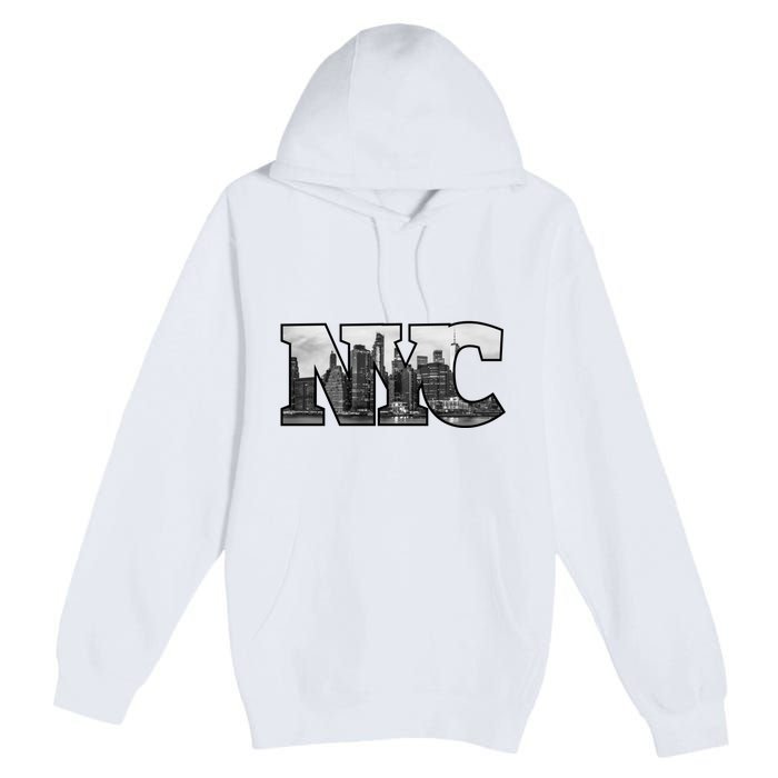 Nyc City Skyline Of Downtown New York City New York Premium Pullover Hoodie