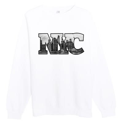 Nyc City Skyline Of Downtown New York City New York Premium Crewneck Sweatshirt